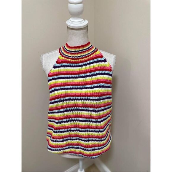 New Anthropologie John + Jenn Rainbow Knit Halter Percy Sweater Tank Siz… - Picture 2 of 6